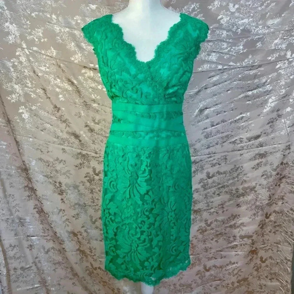 Tadashi Shoji Embroidered Lace V Neck Dress Cocktail Dress Size 8 - Picture 2 of 9